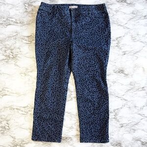 Chico's Dark Wash High Rise Bootcut Jeans with Black Cheetah Print Flocking